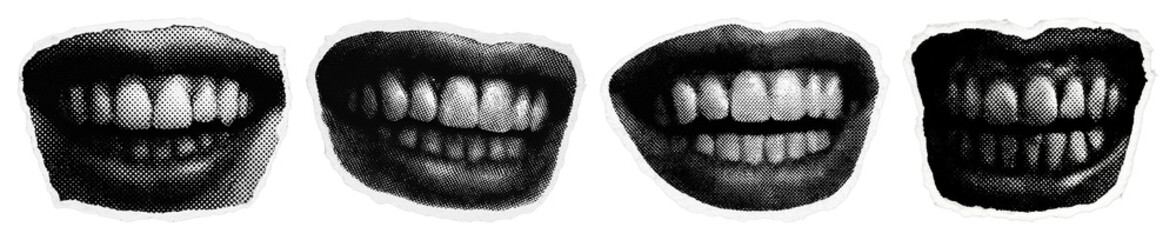 Vintage collage of smiling mouths