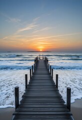 Fototapeta premium wooden pier at sunset