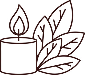 Candle with leaves autumn fall season decorative illustration