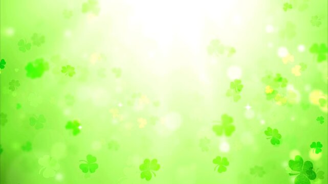 St. Patrick's Day green Shamrock Leaves background animation backdrop copy space clover leaf