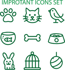 Animal pet icons paw print cat face