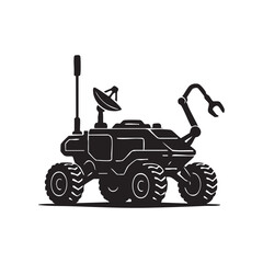 Silhouette of a Futuristic Rover Exploring the Surface Exploring New Frontiers of Science and Technology