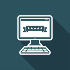 Five stars rating computer - Vector flat minimal icon