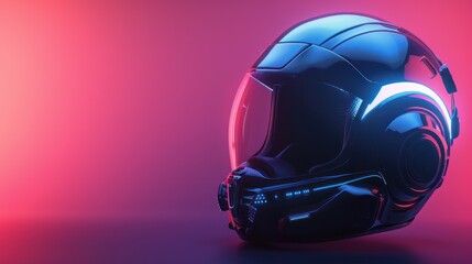 Fototapeta premium Futuristic neon helmet