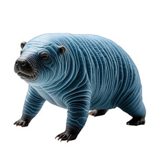 Light-blue, stylized mammal,  profile view