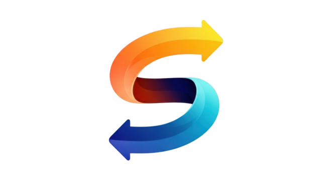 Abstract letter s logo with arrows isolated on transparent background