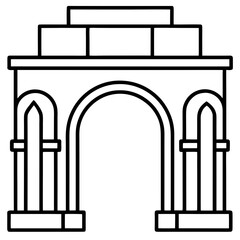 Arched Gateway line art vector