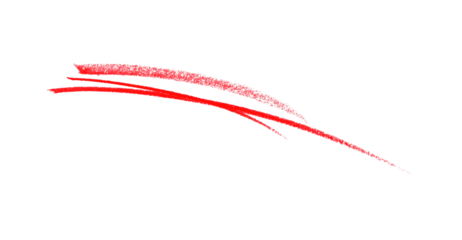 Hand drawn red pencil lines, circles, stripes and squiggly lines on transparent background.