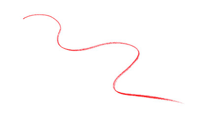 Hand drawn red pencil lines, circles, stripes and squiggly lines on transparent background.