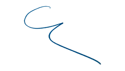 Hand drawn blue pencil lines, circles, stripes and squiggly lines on transparent background.