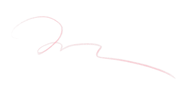 Hand drawn pink pencil lines, circles, stripes and squiggly lines on transparent background.