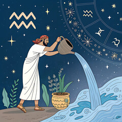 Astrological representation of a Aquarius ascendant.