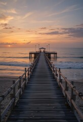 Obraz premium wooden pier at sunset