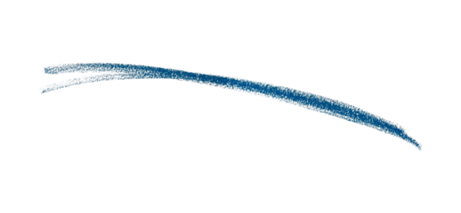 Hand drawn blue pencil lines, circles, stripes and squiggly lines on transparent background.