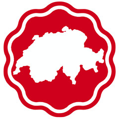 Fototapeta premium switzerland map design on flag colour badge shape icon, switzerland's badge sticker with flag colors 