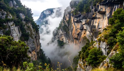 Misty mountain gorge