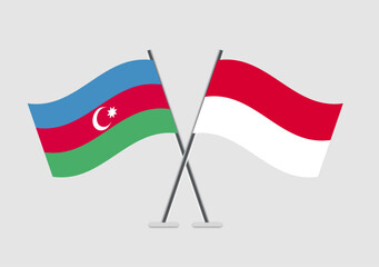 Azerbaijan and Monaco vector flags visual for thematic decor