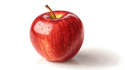 Delicious Red Apple on White Background Fresh and Healthy Fruit Still Life Close Up Studio Shot