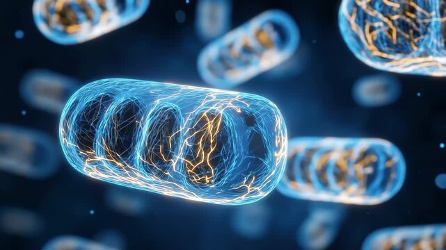 Visual representation of mitochondria highlighting structure and function in cellular energy production during biological processes