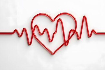 Red heartbeat line symbolizing love and health