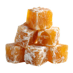 Fototapeta premium Golden Brown Turkish Delight Cubes Sweet png