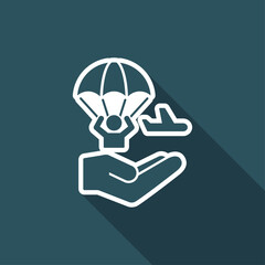 Parachutist jumping from the airplane - Minimal icon