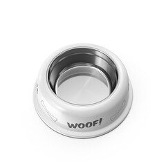 Dog Bowl with Woof Text PNG