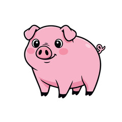 pink pig vector with white background