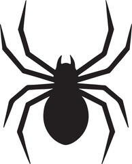 Black Spider Silhouette with Eight Legs Vector Illustration
