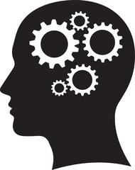 Silhouette of Human Head with Interlocking Gears profile