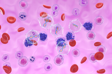Gene therapy in Diffuse large B-cell lymphoma (DLBCL) - isometric view 3d illustration