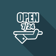 Constantly open - Shop services 7/24 - Vector web icon
