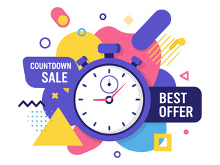 Obraz premium Modern vector illustration of countdown sale and offer tag