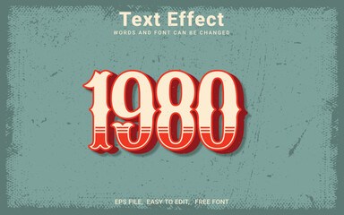 Editable 1980 Style Vintage Retro Text Effect