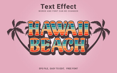 Editable hawaii beach text effect in illustrator