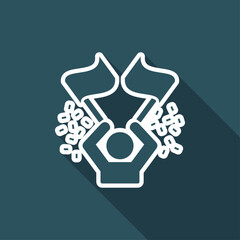 Supporter waving flags - Vector web icon