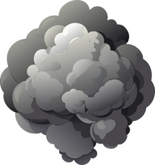 Gray Smoke Cloud Explosion with Abstract Elements Keywords: smoke, cloud, explosion, abstract