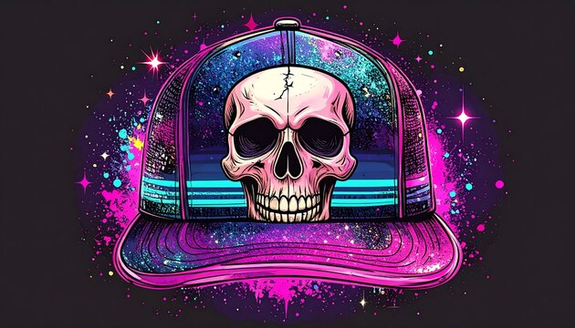 Skull cap with cosmic design