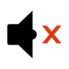 Lautsprecher Symbol in schwarz rot zeigt: Ton aus