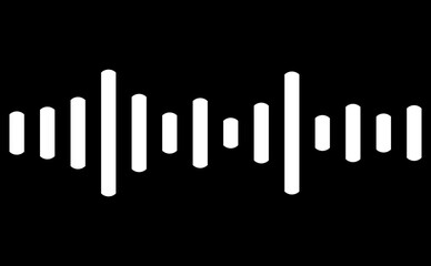 Schallwellen Icon zeigt Tonspur beim Hören von Musik oder Podcast in weiss auf schwarz