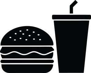  burger and drink silhouette vector