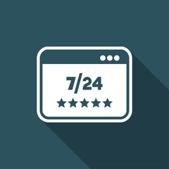Top rating for web services 7/24 - Vector flat icon