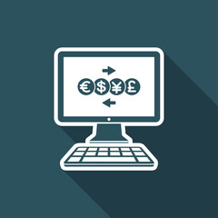 Money transfer online - Vector flat icon
