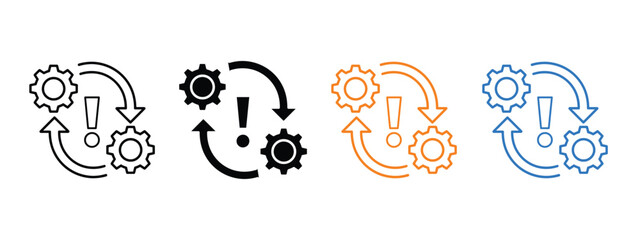 Error in process, operations icon vector. efficient workflow automation and problem solving symbol. vector illustration.