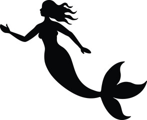 Mermaid silhouette mermaid tail silhouette vector