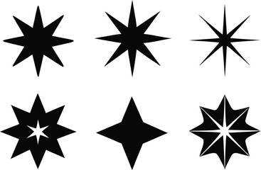  Sparkle star icon silhouette vector