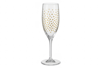 Champagne flute glass with golden polka dots graphic