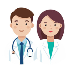 Male and Female Doctors vector illustration isolated on transparent background 