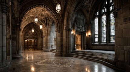 Obraz premium Majestic stone architecture showcases intricate design and cavernous spaces