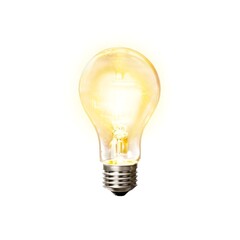 Glowing light bulb on white background